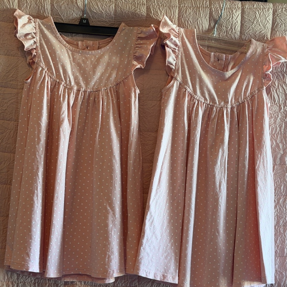 Pink Polka Dot Kids Casual Dresses. Perfect for twins!
